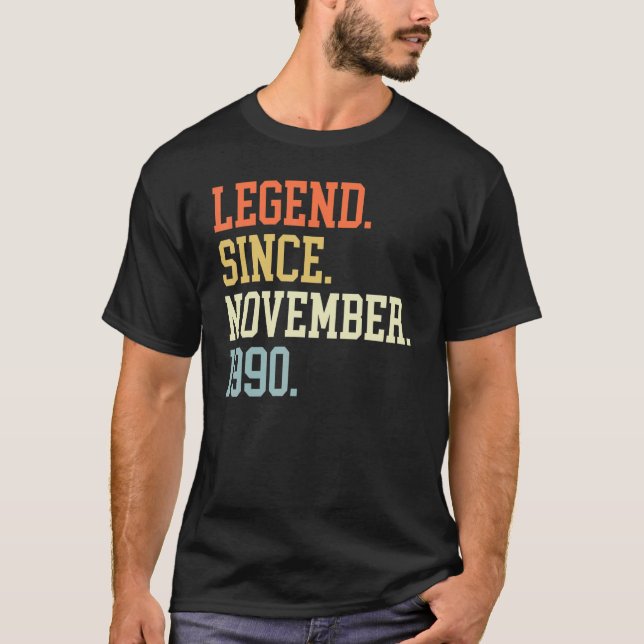 Legende seit November 1990 für Männer Frauen Novem T-Shirt (Vorderseite)