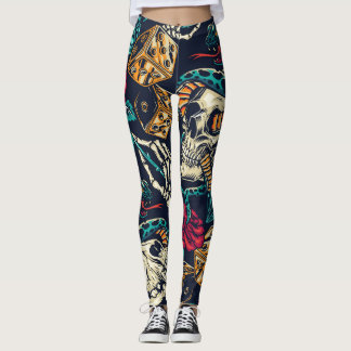 Legende Vintage Schädeltattoo Leggings