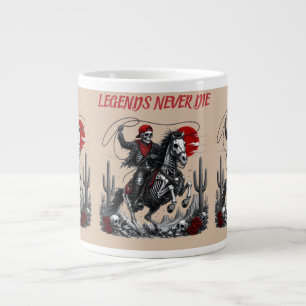 LEGENDEN STERBEN NIE – Skelett-Cowboy auf Pferd Jumbo-Tasse