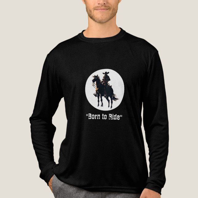 "Legenden werden im Sattel geboren" Tri-Blend Shirt (Vorderseite)
