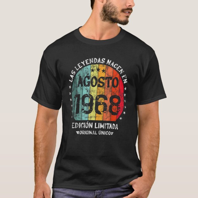 Legends Are Born In August 1968 Retro T-Shirt (Vorderseite)