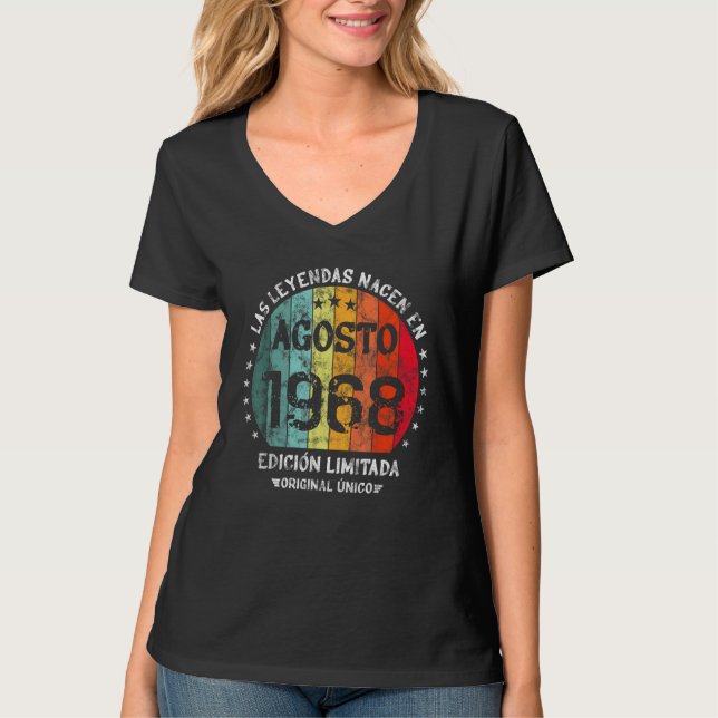 Legends Are Born In August 1968 Retro T-Shirt (Vorderseite)