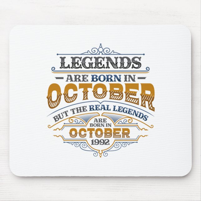 Legends Are Born In October 1992 Womens Birthday C Mousepad (Vorne)