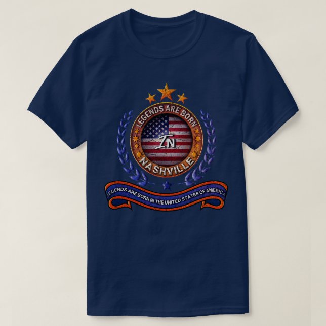 Legends of Nashville Tennessee Retro USA Flag T-Shirt (Design vorne)