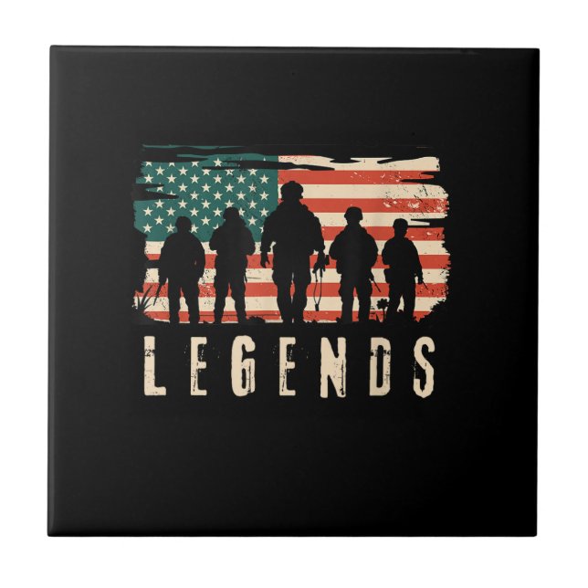 Legends Veteran - Patriotic American Flag USA 4. Fliese (Vorderseite)