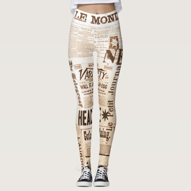 legging Neunzigerjahre Zeitungsentwurf Leggings (Vorderseite)