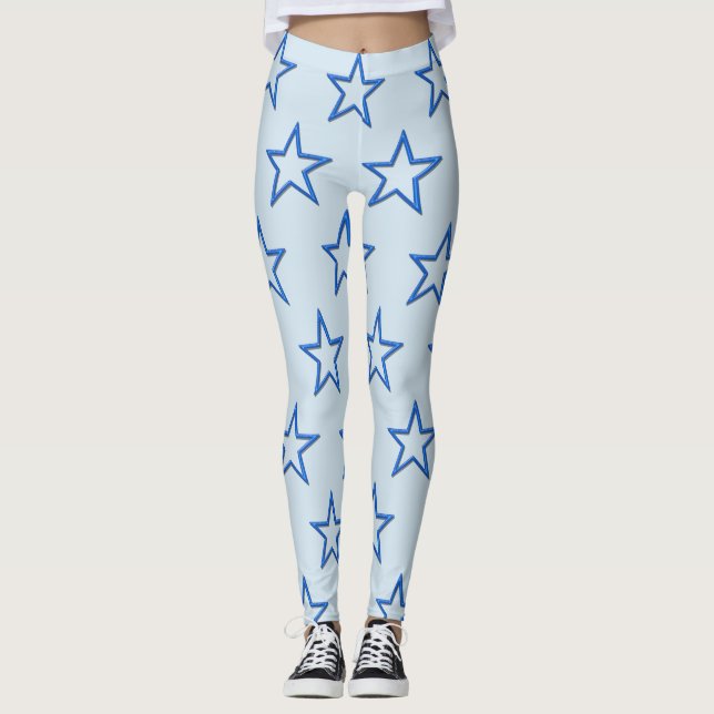 Leggings - 3-D blaue Sterne (Vorderseite)