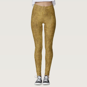 Leggings Abstract Gold und Ocker Konzentrische Rin