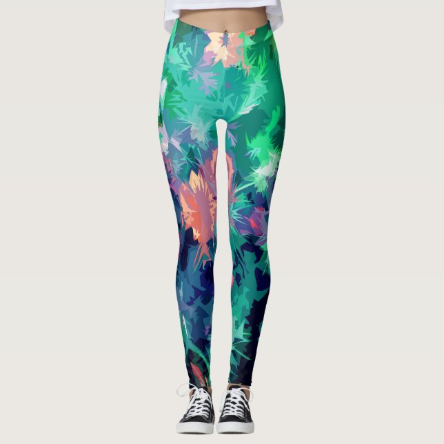 Leggings Abstrakt Garden Blume Design (Vorderseite)