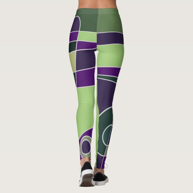 Leggings Abstrakt Surfen Grün Lila (Rückseite)