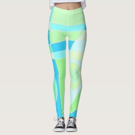 Leggings Abstrakt Surfen Pastellblau Grün