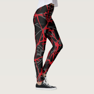 Leggings, abstraktes Design, schwarz, grau, rot Leggings