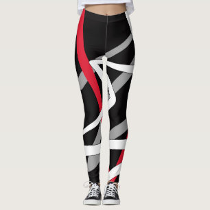 Leggings, abstraktes Design, schwarz, grau, rot, w Leggings