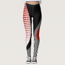 Leggings, abstraktes Design, schwarz, grau, rot, w