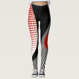 Leggings, abstraktes Design, schwarz, grau, rot, w Leggings