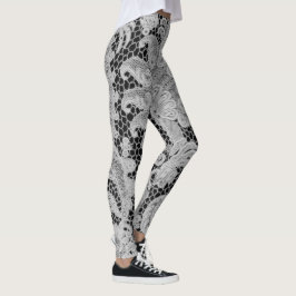 Leggings ANTIQUE LACE PATTERN SCHWARZ UND GRAU