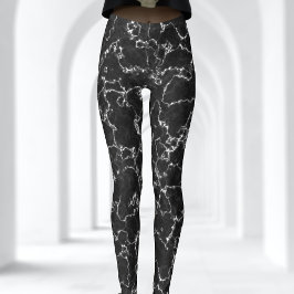 Leggings aus Abstraktem, schwarzem und weißem Marm