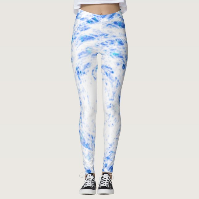 Leggings aus blau-weiß-Gefärbte Krawatte (Vorderseite)