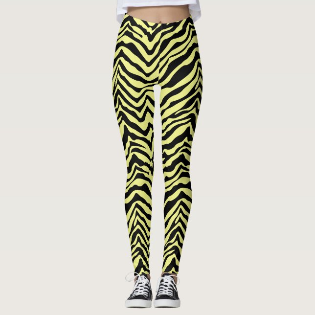 Leggings aus Gelb und Schwarz Zebra (Vorderseite)