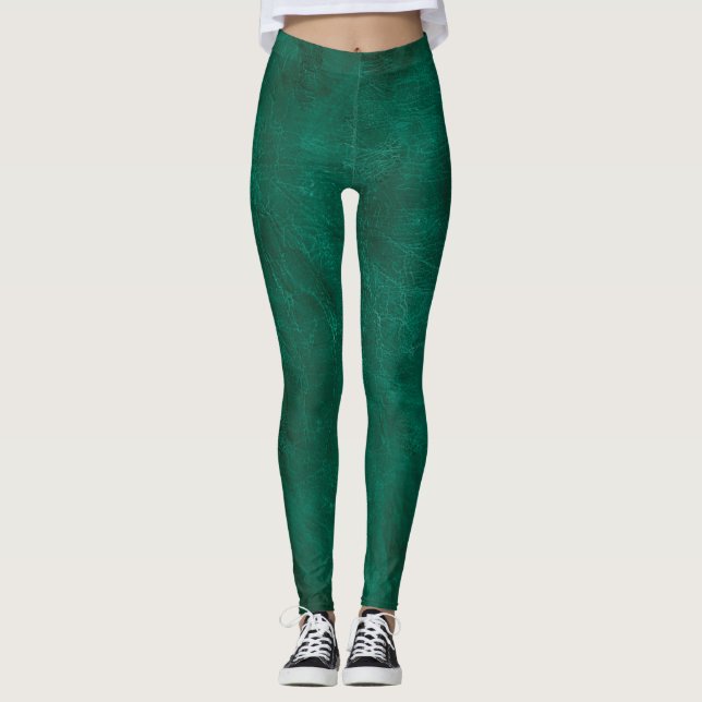 Leggings aus geschädigtem grünem Leder (Vorderseite)