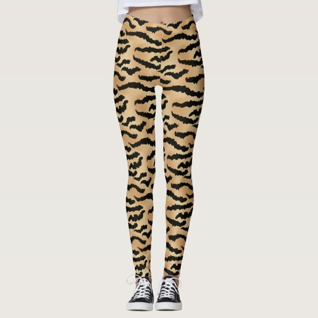 Leggings aus Gold und Black Tiger Print Animal Ski (Vorderseite)