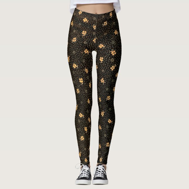 Leggings aus goldschwarzem Gewand (Vorderseite)