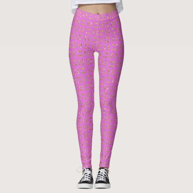Leggings aus rosa und goldfarbenen Glitzer (Vorderseite)