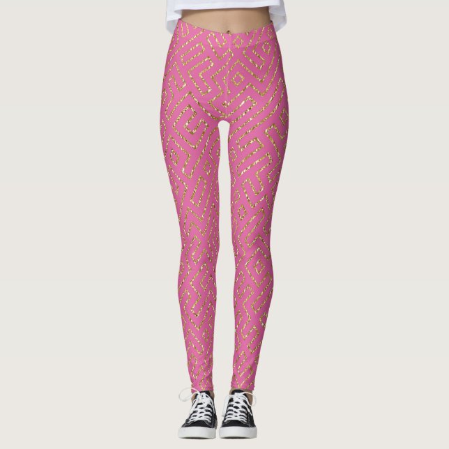Leggings aus rosa und goldfarbenen Glitzer (Vorderseite)