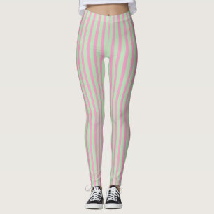 Leggings aus rosa und grünen Streifen