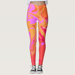 Leggings aus rosa und orangefarbenem Marmor