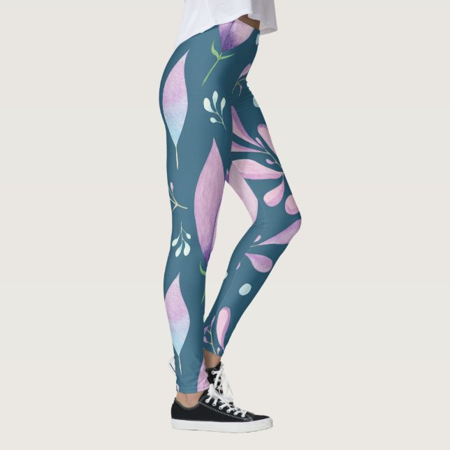 Leggings aus rosafarbenem Marmor - Blütenschwanz Y (Rechts)