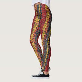 Leggings aus Rot-Gelb-Schwarz-Snakeskin