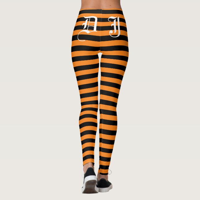 Leggings aus schwarz-orangefarbenem Halloween-Part (Rückseite)