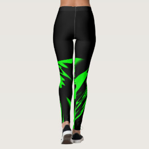 Leggings aus schwarzem und grünem Neonkalk