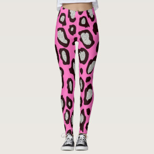 Leggings aus schwarzem und rosa Leopard