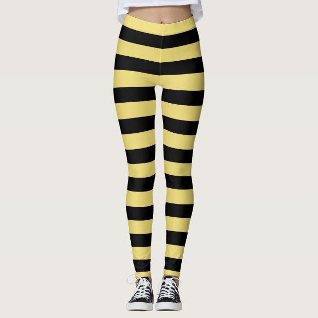 Leggings aus schwarzen und gelben Streifen (Vorderseite)