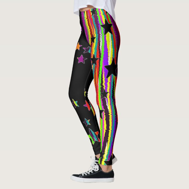 Leggings aus schwarzen und Regenbogenfarben