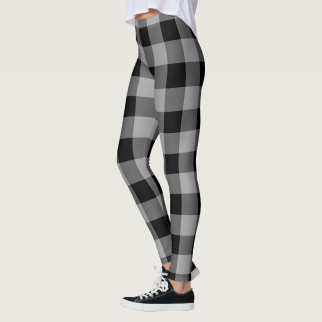 Leggings aus schwarzgrauem Karo (Links)