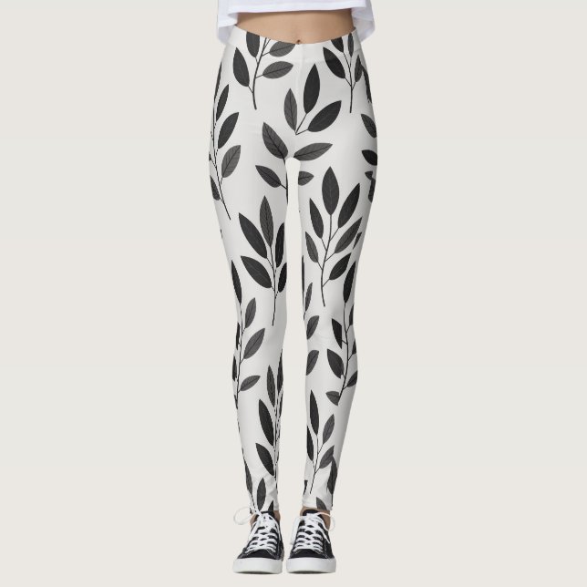 Leggings aus weißem Leaf | Ai Design (Vorderseite)