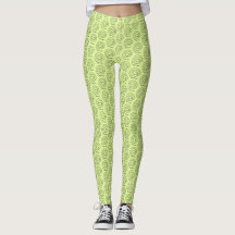 Leggings - Beaded Spirals on Light Green