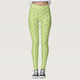 Leggings - Beaded Spirals on Light Green