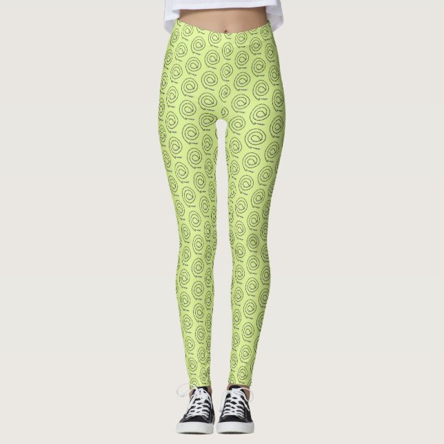 Leggings - Beaded Spirals on Light Green (Vorderseite)