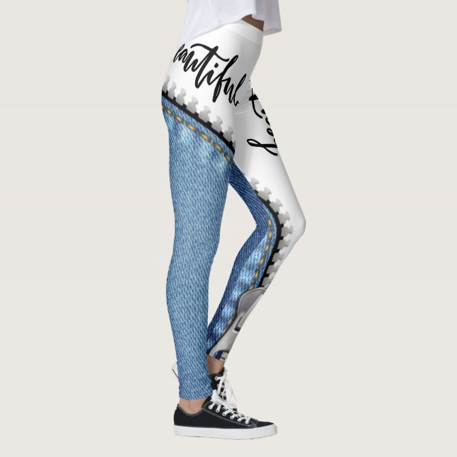 leggings blanco con azul jeans (Rechts)