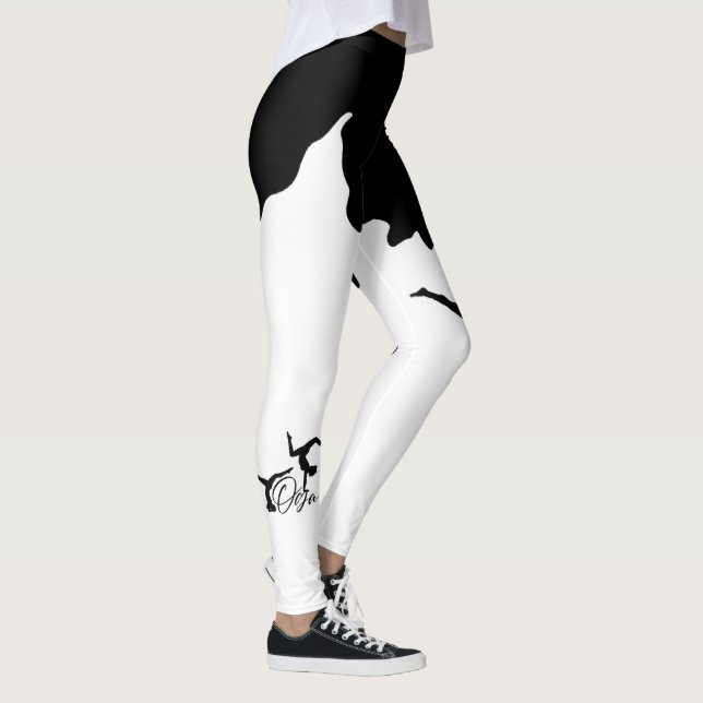 Leggings blanco con corte de negro para  yoga (Rechts)