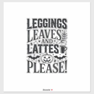 Leggings Blätter Lattes Halloween Herbst Kaffee De Aufkleber