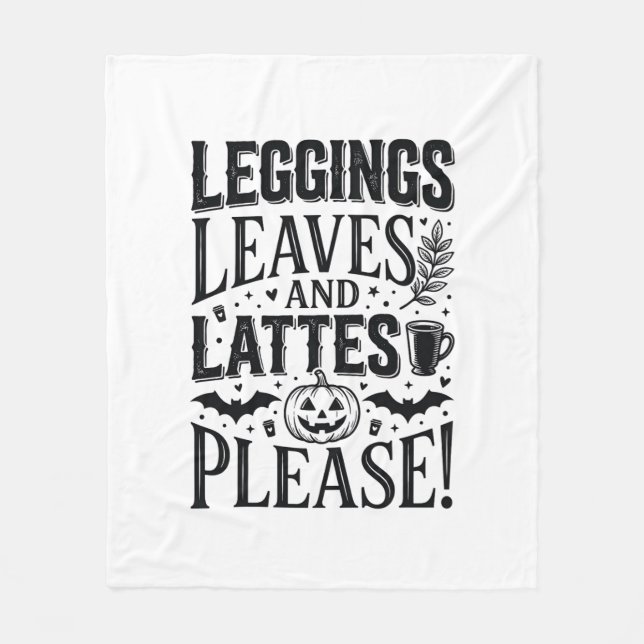 Leggings Blätter Lattes Halloween Herbst Kaffee De Fleecedecke (Vorderseite)