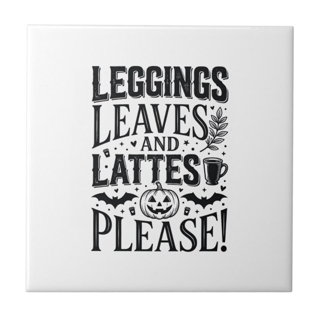 Leggings Blätter Lattes Halloween Herbst Kaffee De Fliese (Vorderseite)