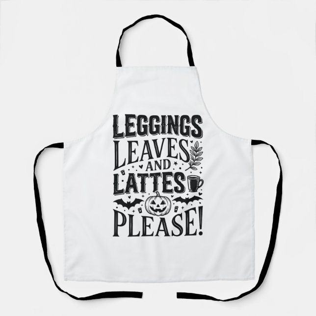 Leggings Blätter Lattes Halloween Herbst Kaffee De Schürze (Vorderseite)