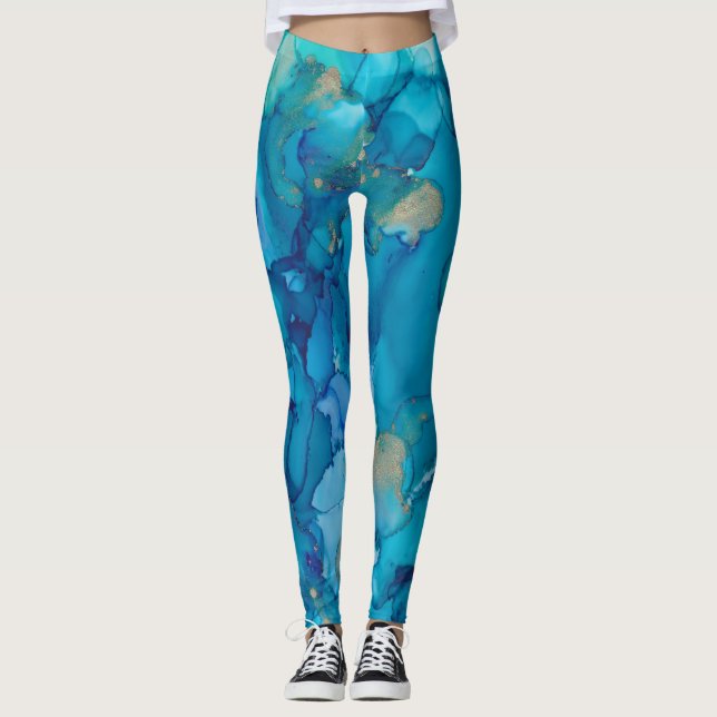 Leggings Blau/Gold-Farbgestaltung (Vorderseite)