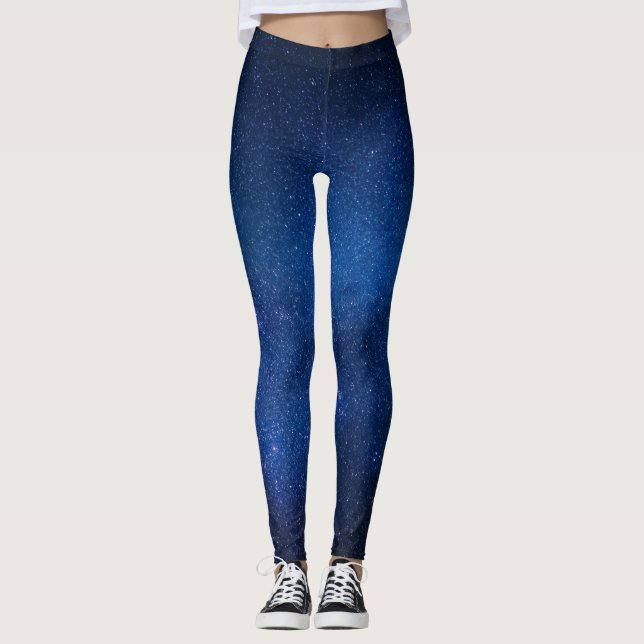 Leggings - blauer Nachthimmel, Sterne, Galaxie (Vorderseite)